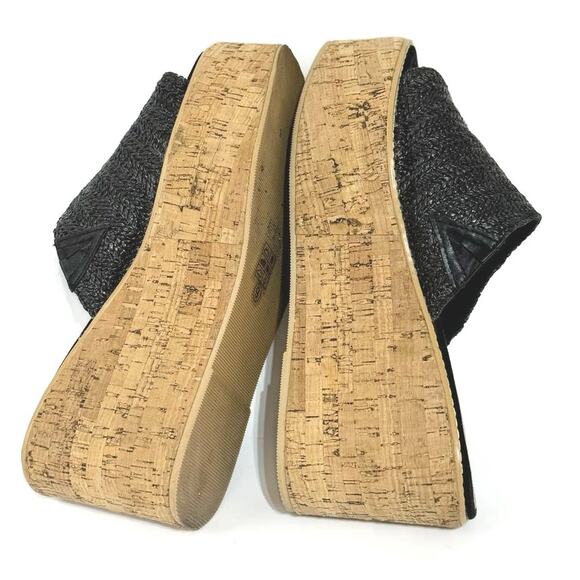 ASOS Design Toya Cork Wedge Black Weave Platform Open Toe Sandals Size 9 - Picture 8 of 10